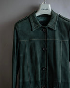 "PRADA" Stitching design suede belted coat
