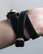 "BALENCIAGA" 3 layer  buckle design leather bracelet