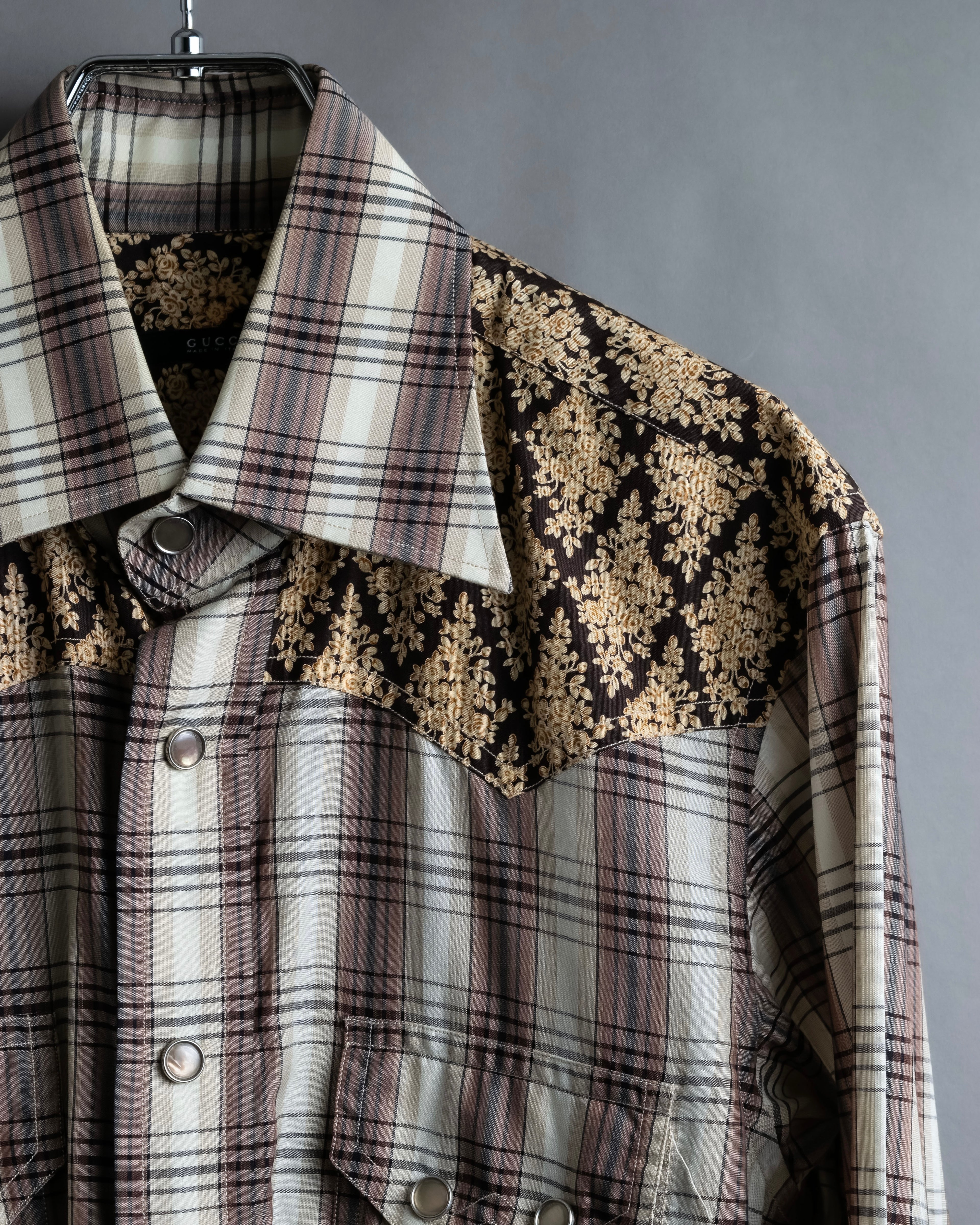 "GUCCI" Floral and checkered western shirt