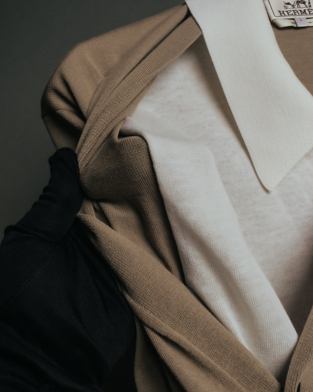 -SPECIAL- “HERMÈS” 90’s-00’s Trompe l’oeil cotton knit cardigan