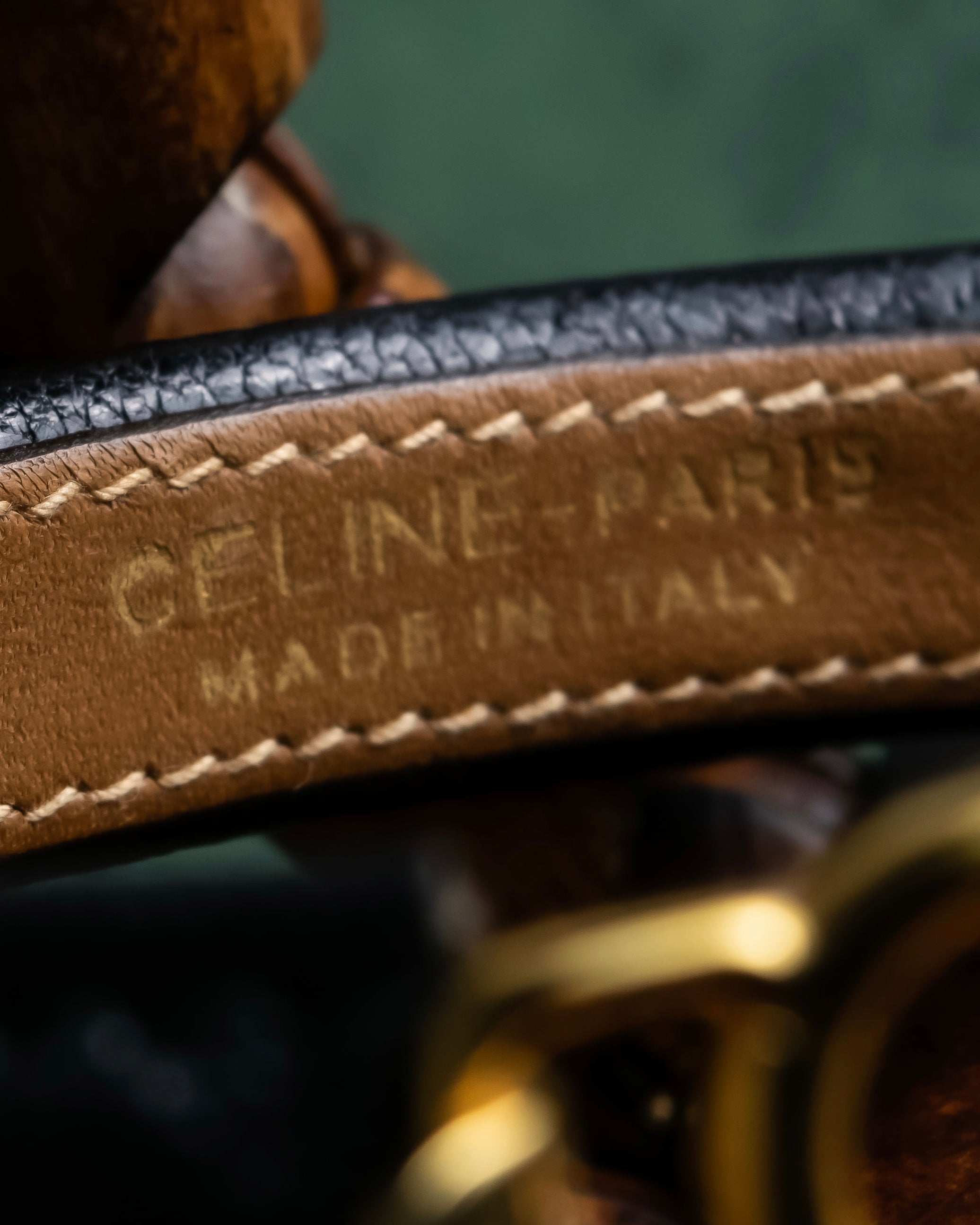 "CELINE" Horse-drawn carriage motif buckle leather bracelet