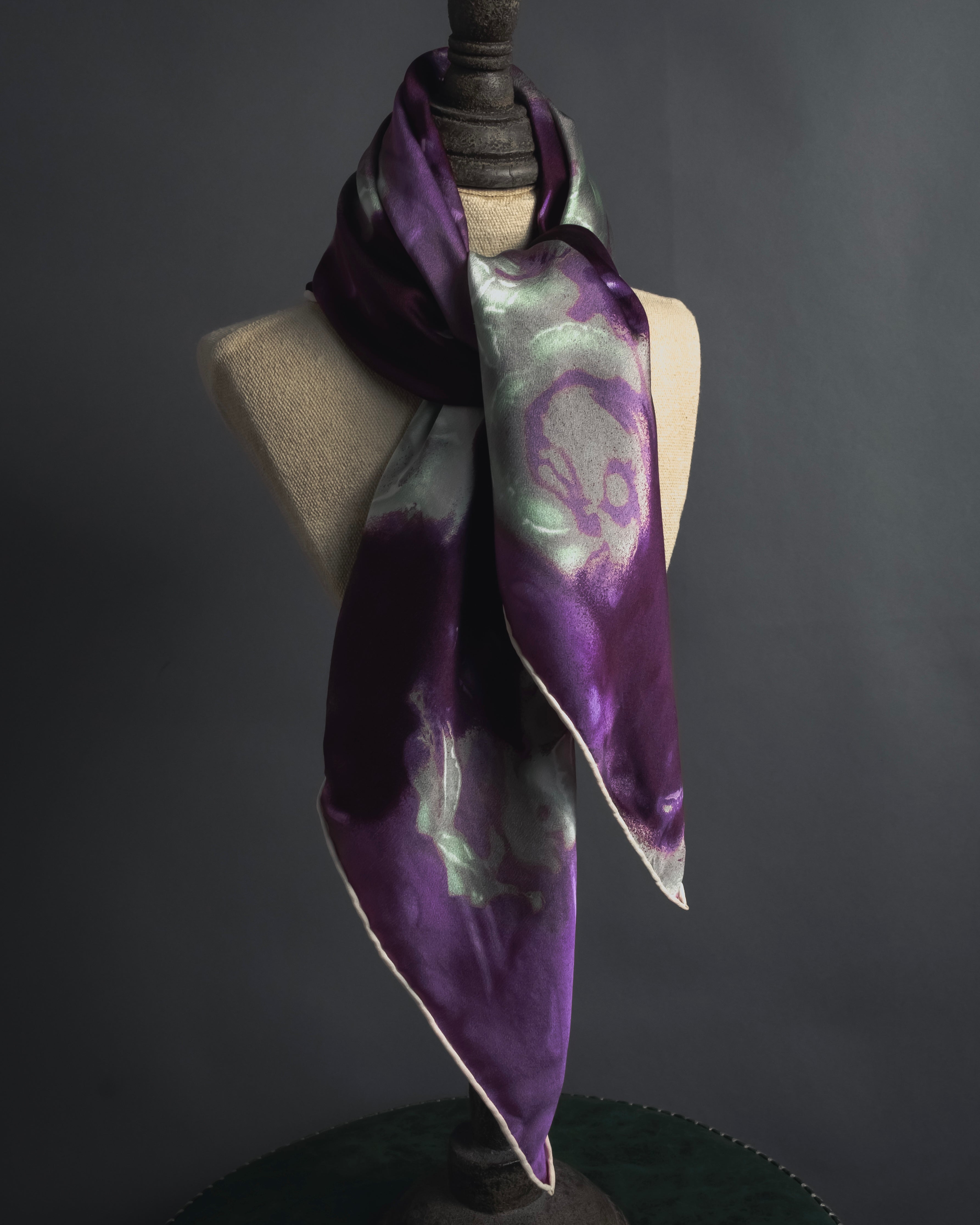 "Christian Dior" Abstract floral marbled print scarf