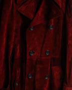 "GUCCI" 1990’s Tom Ford period deep red color suede long trench coat