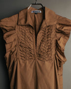 “JIL SANDER” 00’s-10’s Cotton pleated sleeveless blouse