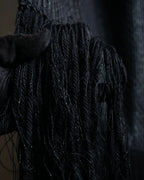 "GIORGIO ARMANI" Waffle low gauge knit fringe design stole