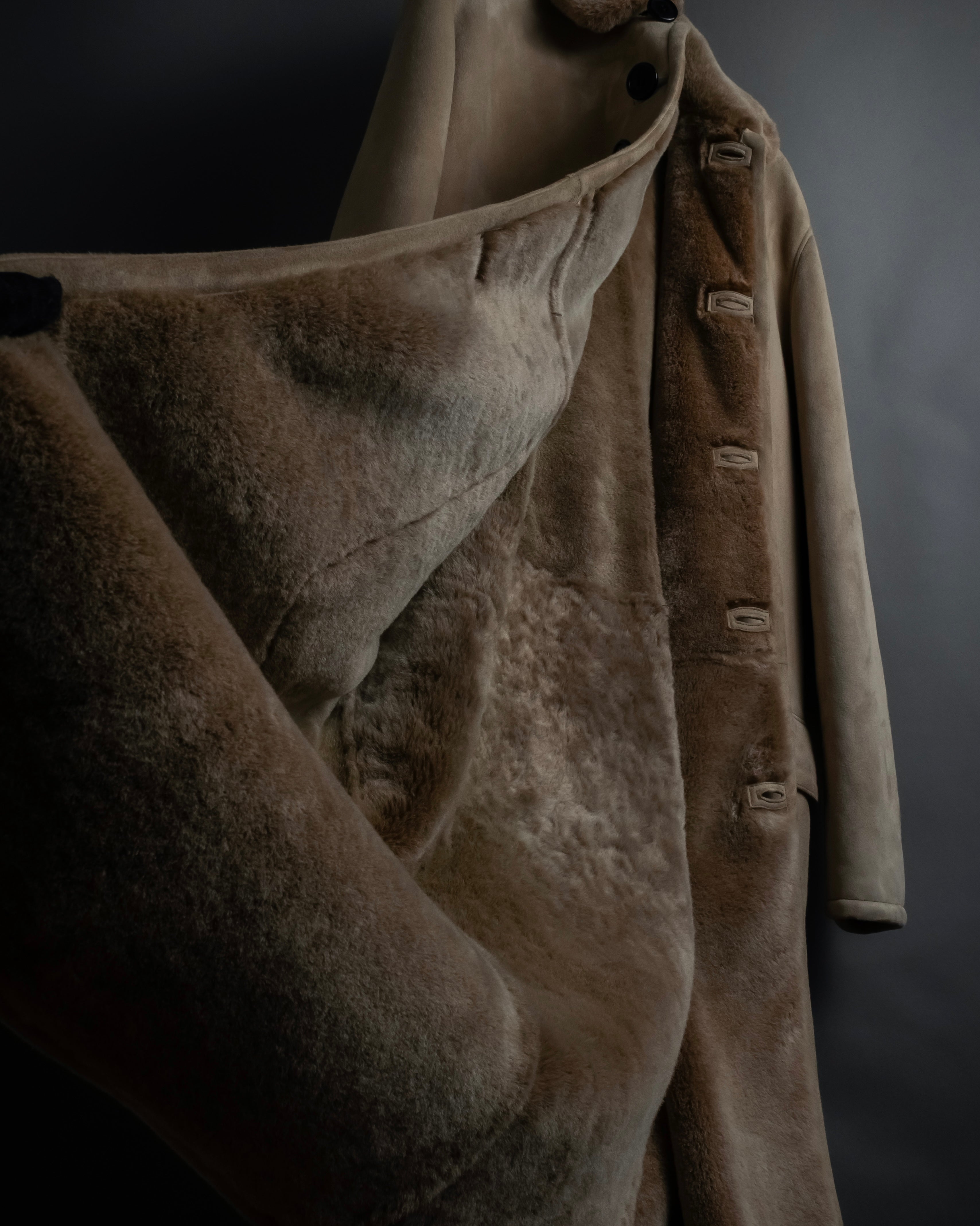 -SPECIAL- "LOEWE" 90's-10's Fur collar cordero lambskin long coat