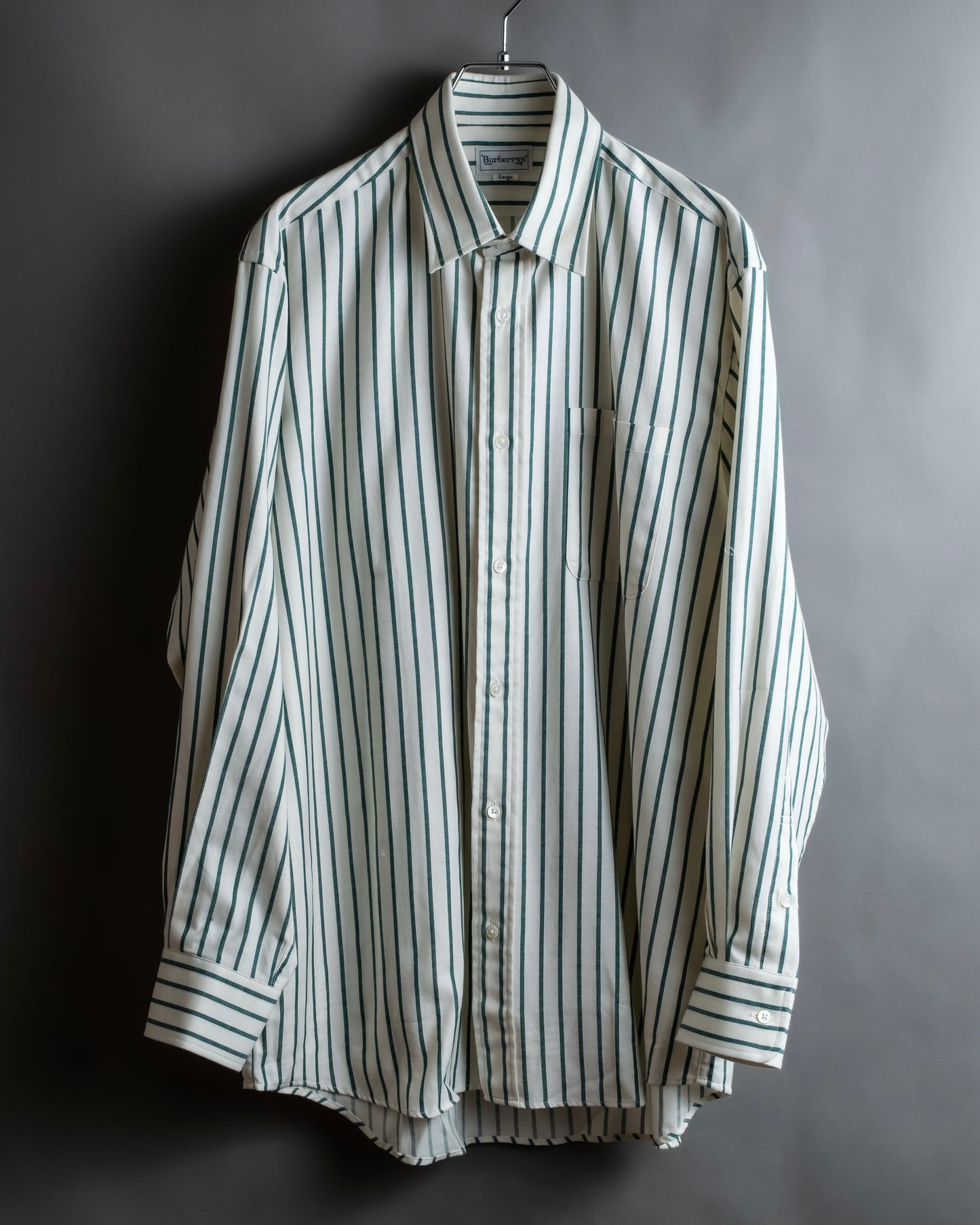 "BURBERRYS" Green stripe pattern oversized shirt