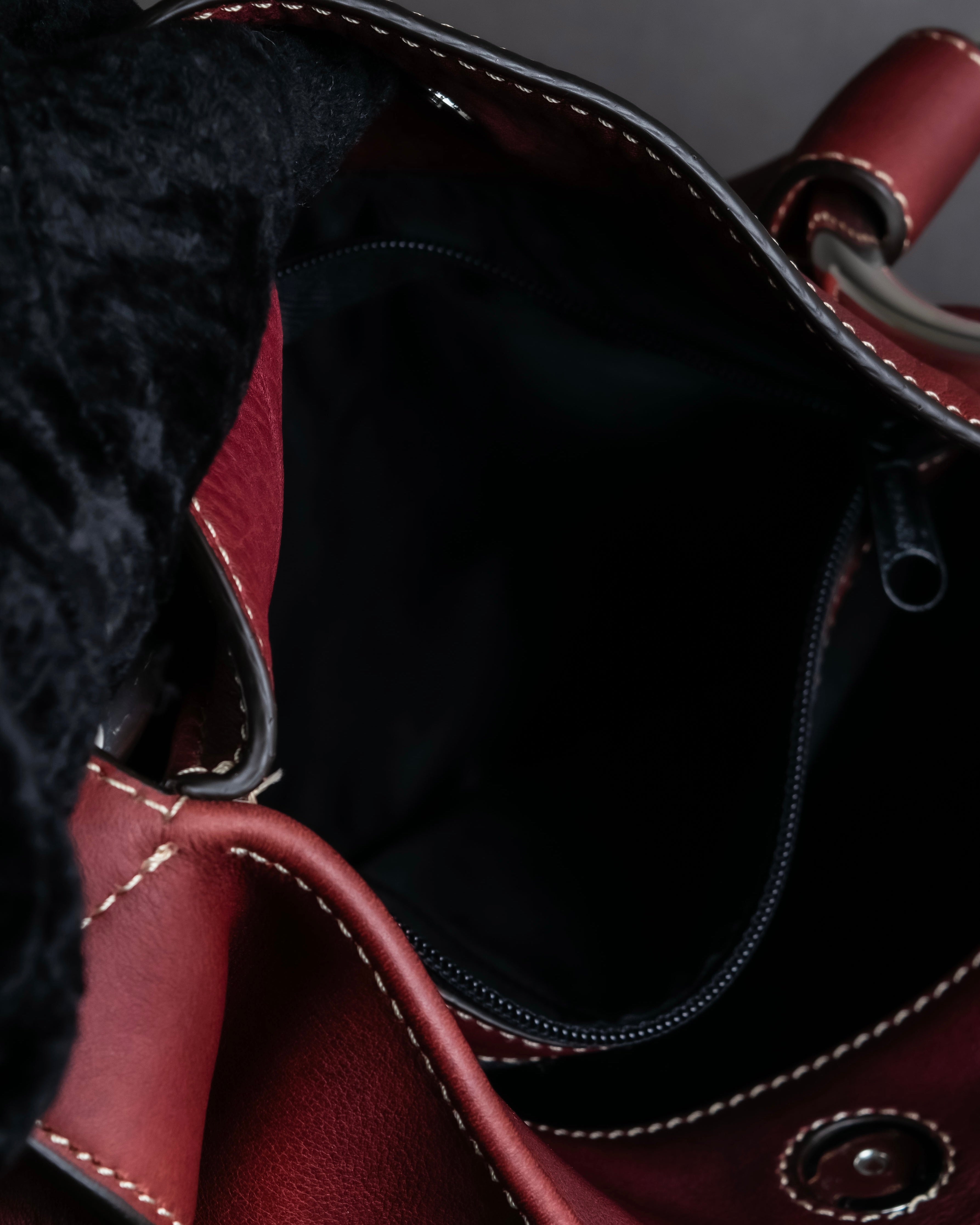 "SEQUOIA" Bordeaux color suede one-handle bag