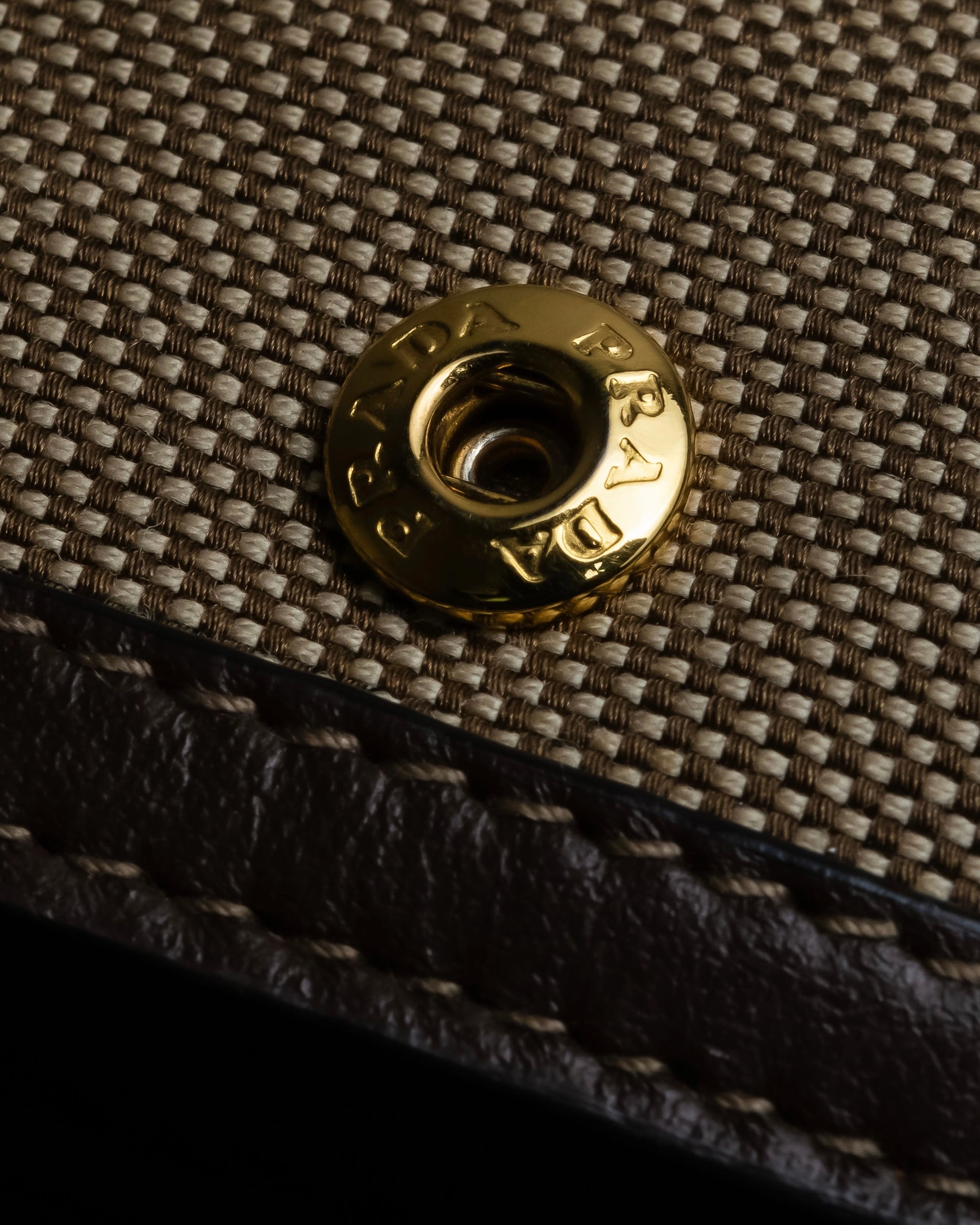 "PRADA" Logo engraved canvas combination long wallet