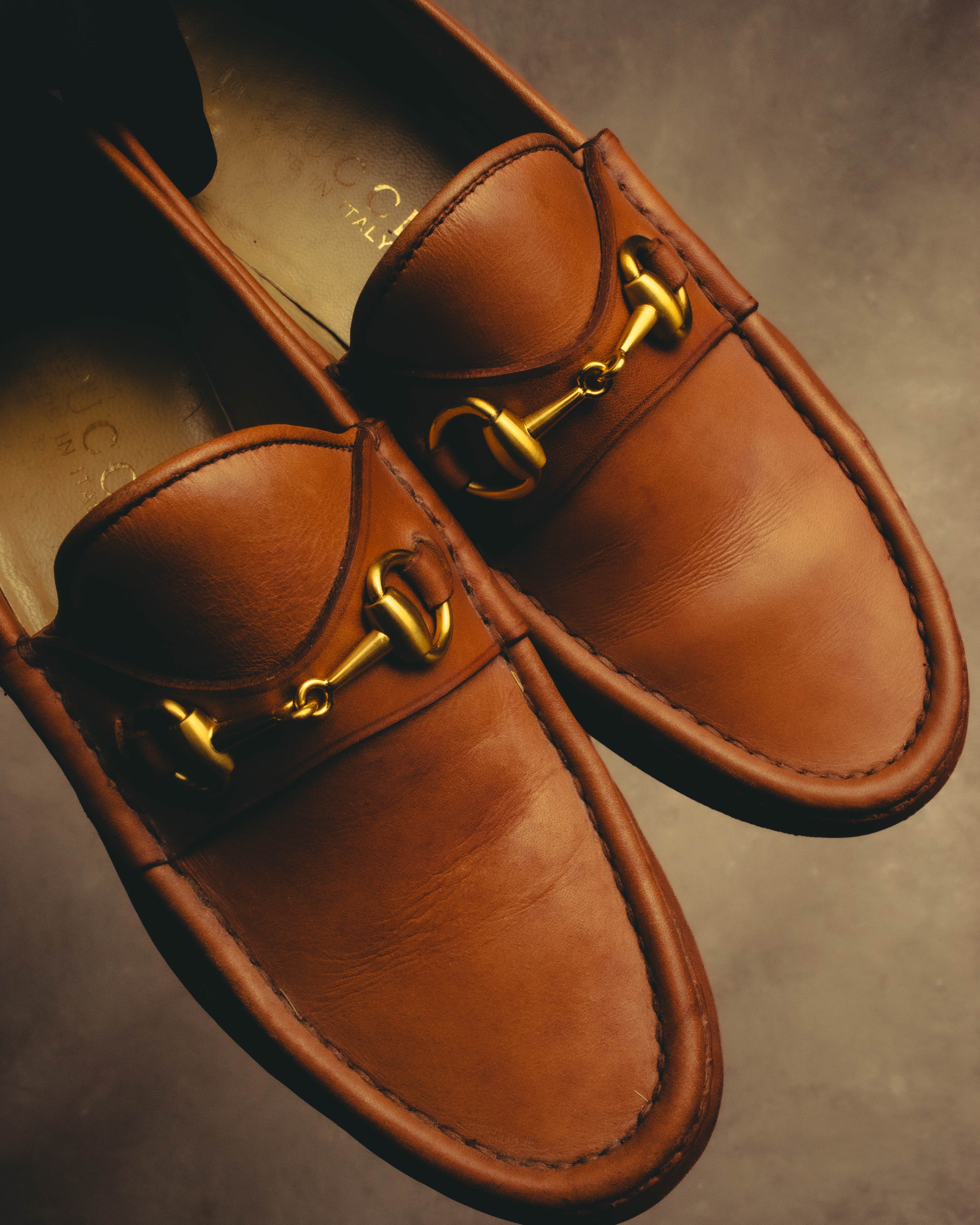 "GUCCI" 80's-90's Classic horsebit leather loafers