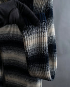 "Christian Dior" Gradient striped irregular neck knit