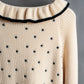 "Christian Dior" Star print frill detail cable knit tunic pullover