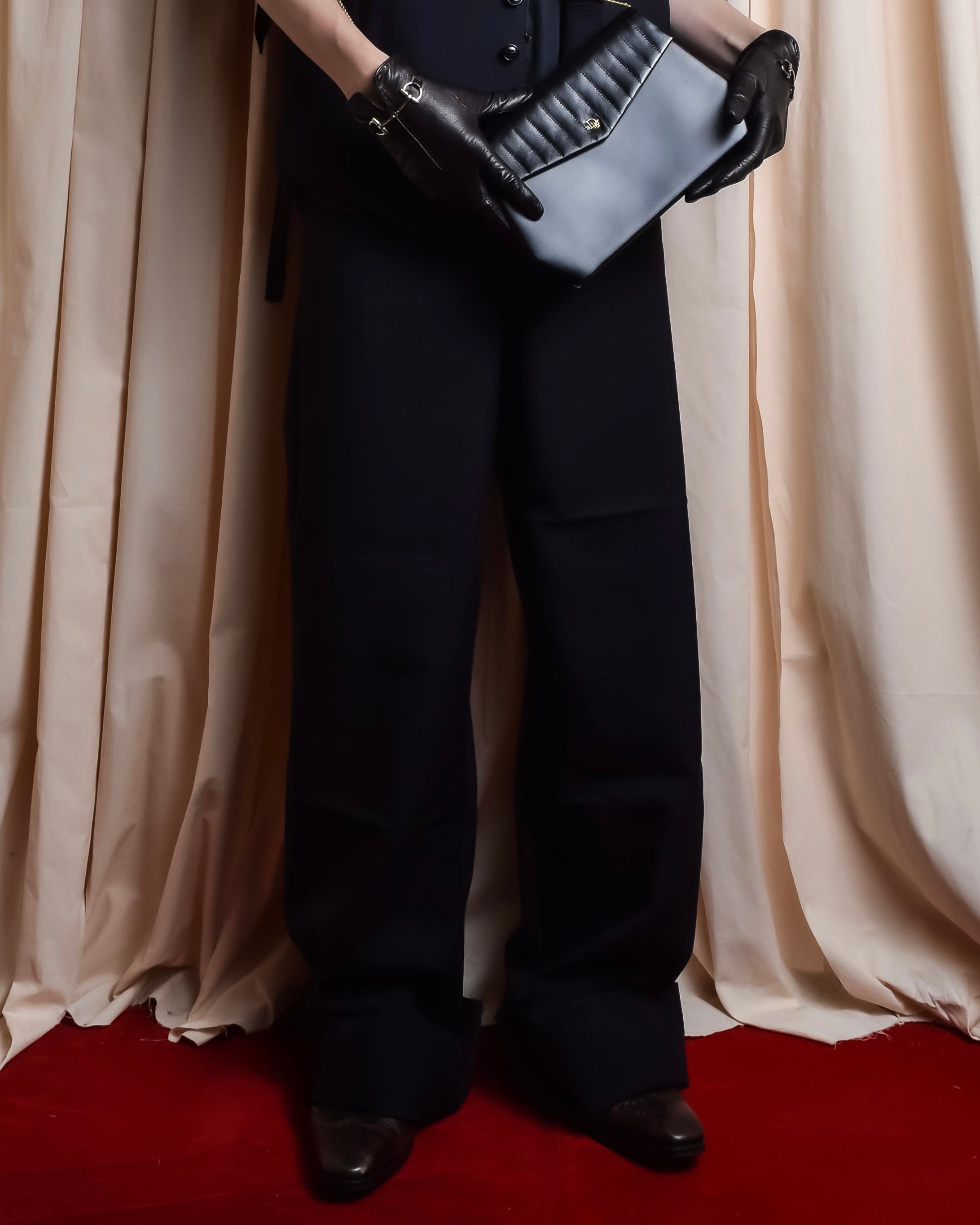 "US navy inspired lace back wide sailor pants"