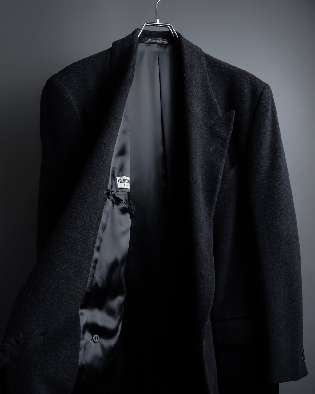 "GIORGIO ARMANI" Double-breasted charcoal gray super maxi chester coat