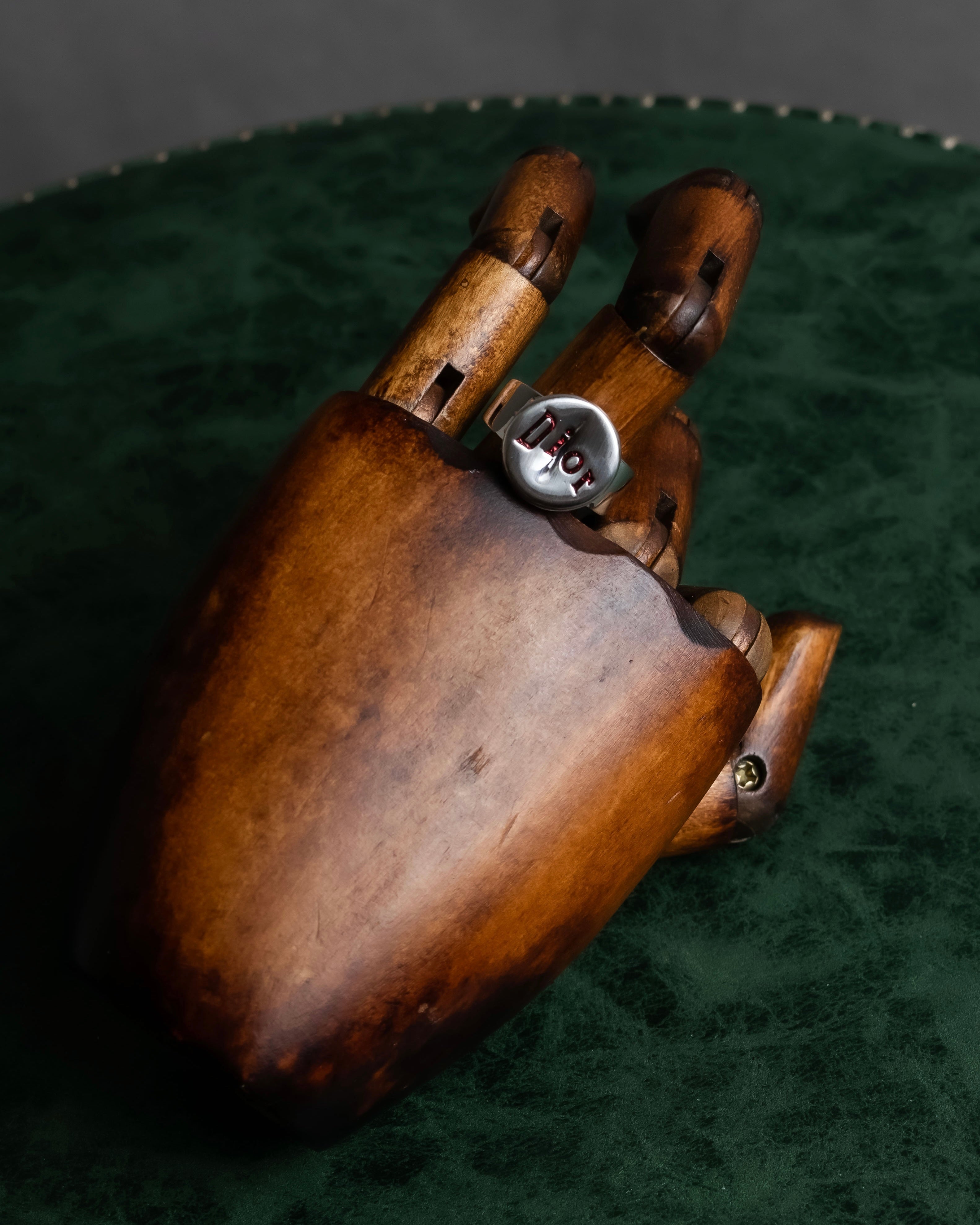 "Christian Dior" Logo lettering engraved silver ring