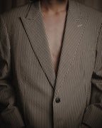 "HERMES" 00's striped stretch cotton tailored jacket