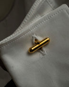 "CHANEL" Dome relief cross motif gold cufflinks