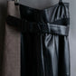 "ADORE" Synthetic leather docking belted maxi length flared skirt