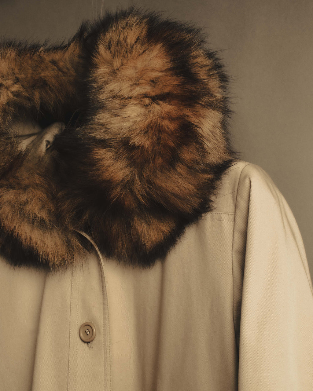 "Yves Saint Laurent" Vintage fox fur trimmed hooded long coat