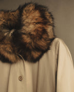 "Yves Saint Laurent" Vintage fox fur trimmed hooded long coat