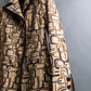 "PRADA" 1996fall Geometric pattern leather trim design mid length coat