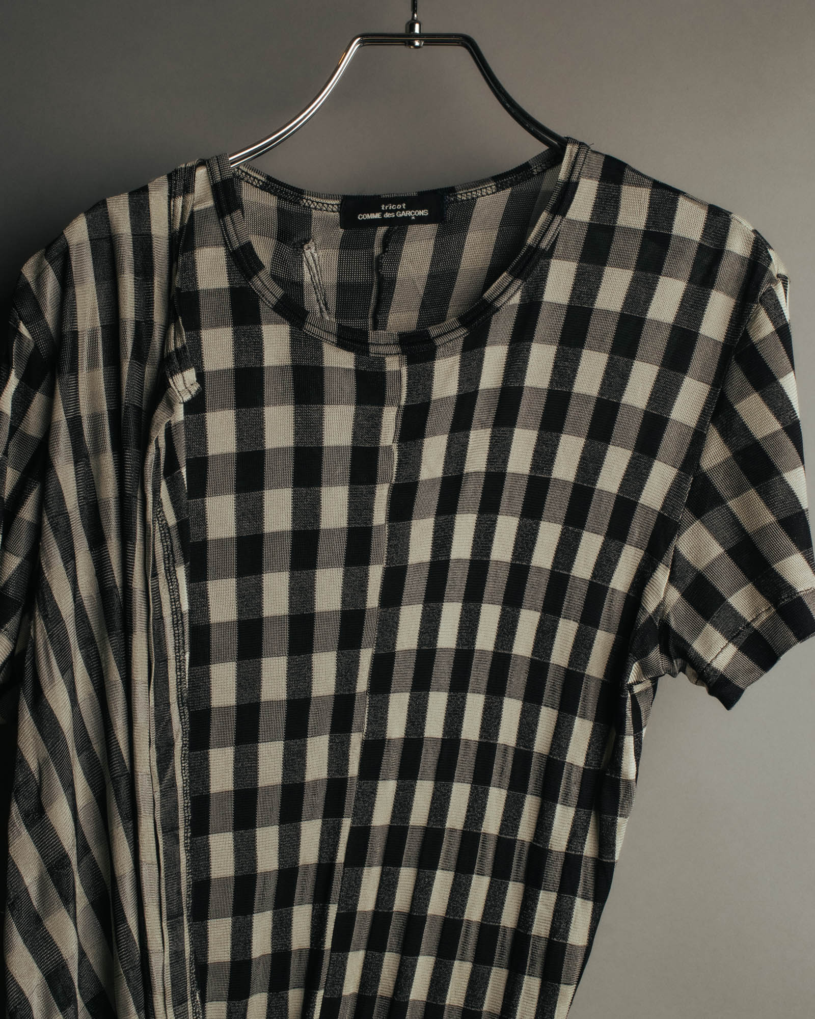 “tricot COMME des GARÇONS” 00’s-10’s Asymmetric gingham draped top