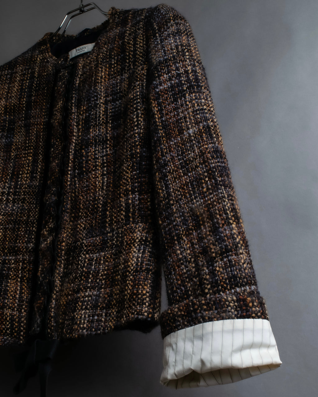 "PRADA" Multicolor mixed tweed short jacket
