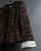 "PRADA" Multicolor mixed tweed short jacket