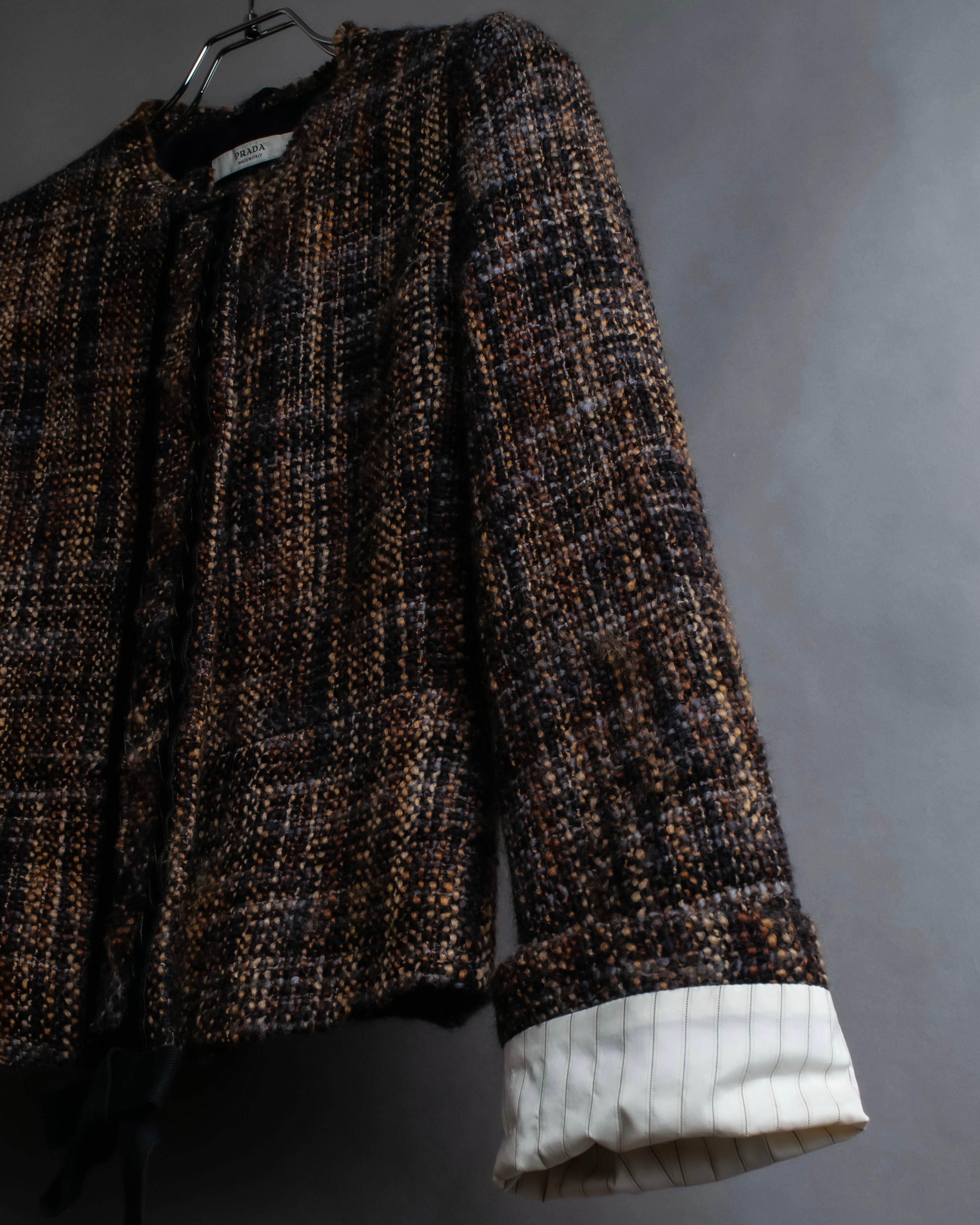 "PRADA" Multicolor mixed tweed short jacket