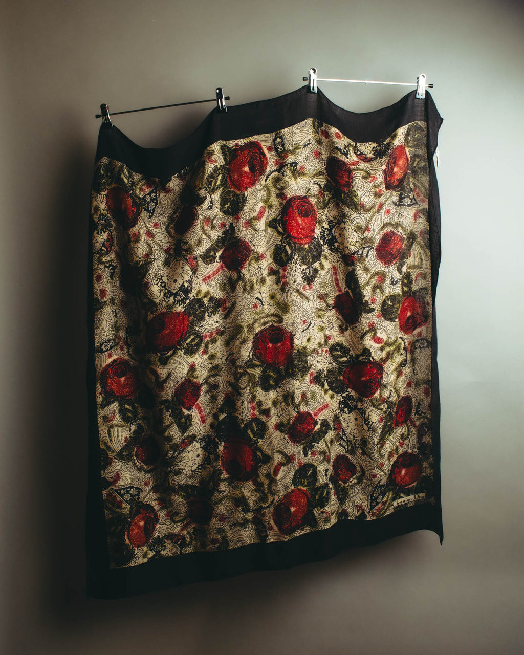 "Christian Dior" 80's-90's Floral paisley patterned large scarf