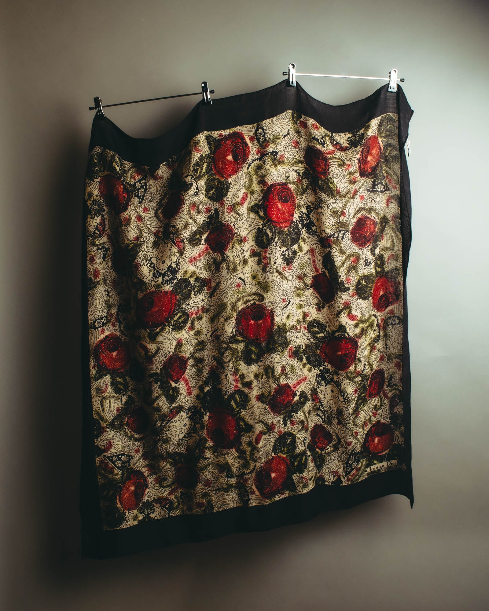 "Christian Dior" 80's-90's Floral paisley patterned large scarf