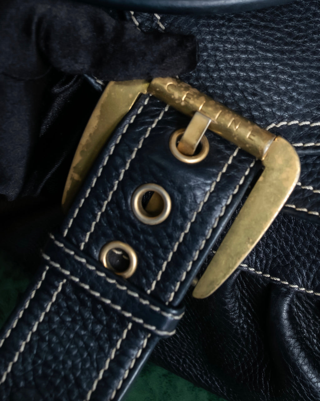 "CELINE" Gold buckle design large shoe bag shoulder bag