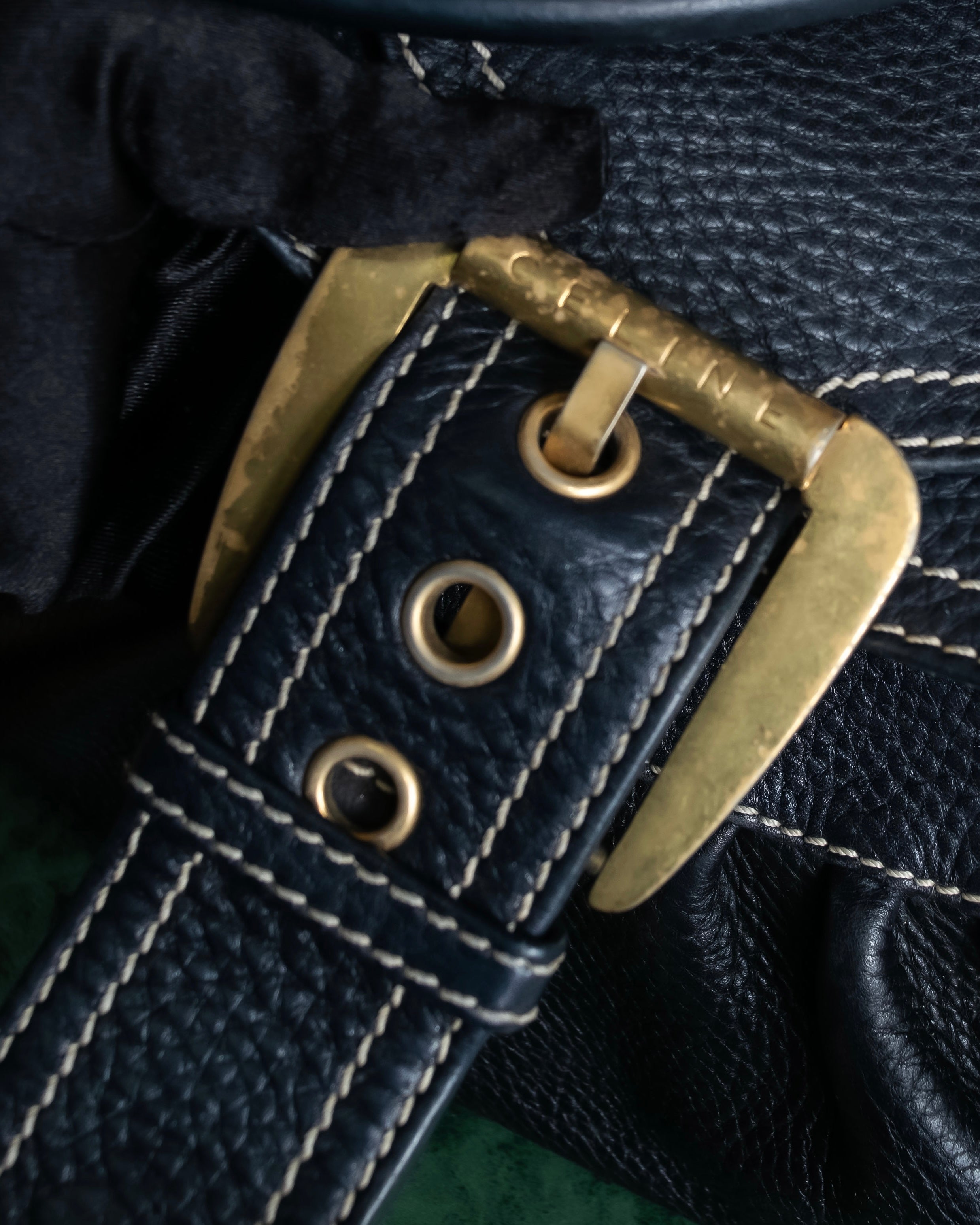 "CELINE" Gold buckle design large shoe bag shoulder bag