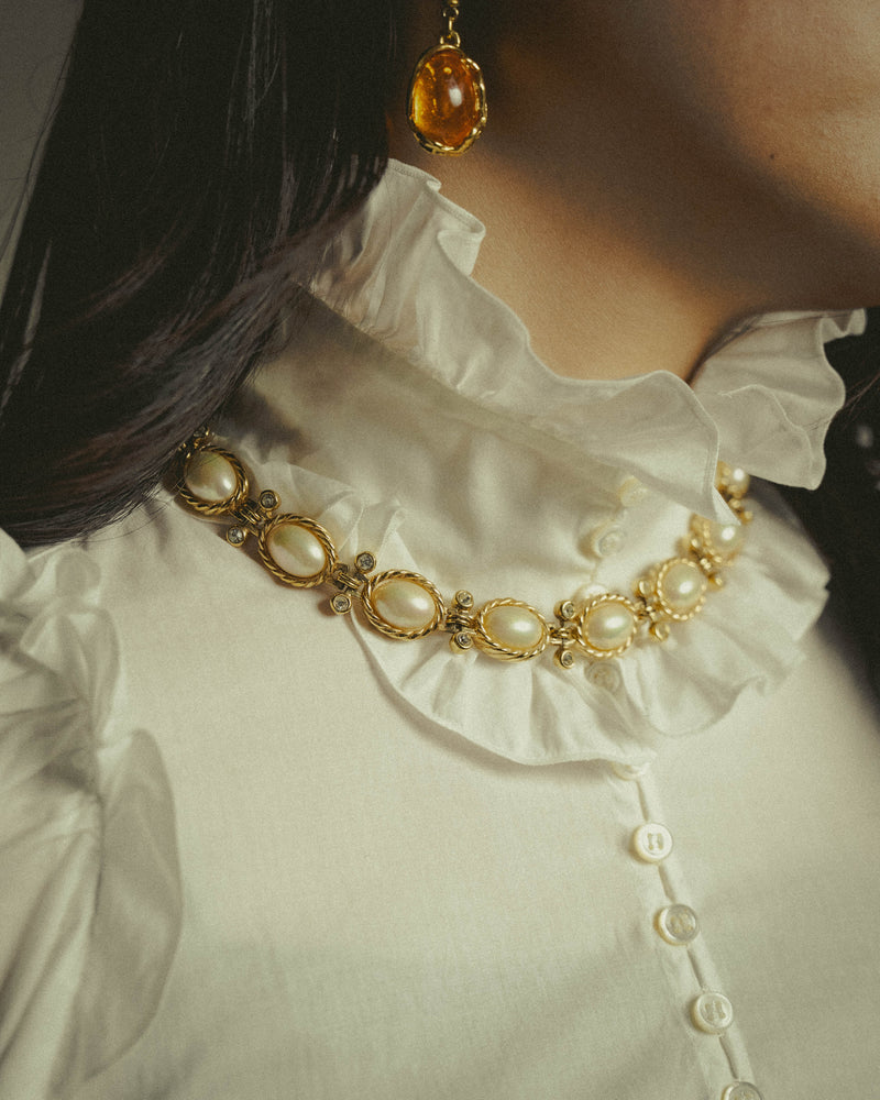 -SPECIAL- “Christian Dior” 70’s-80’s Faux pearl crystal statement necklace