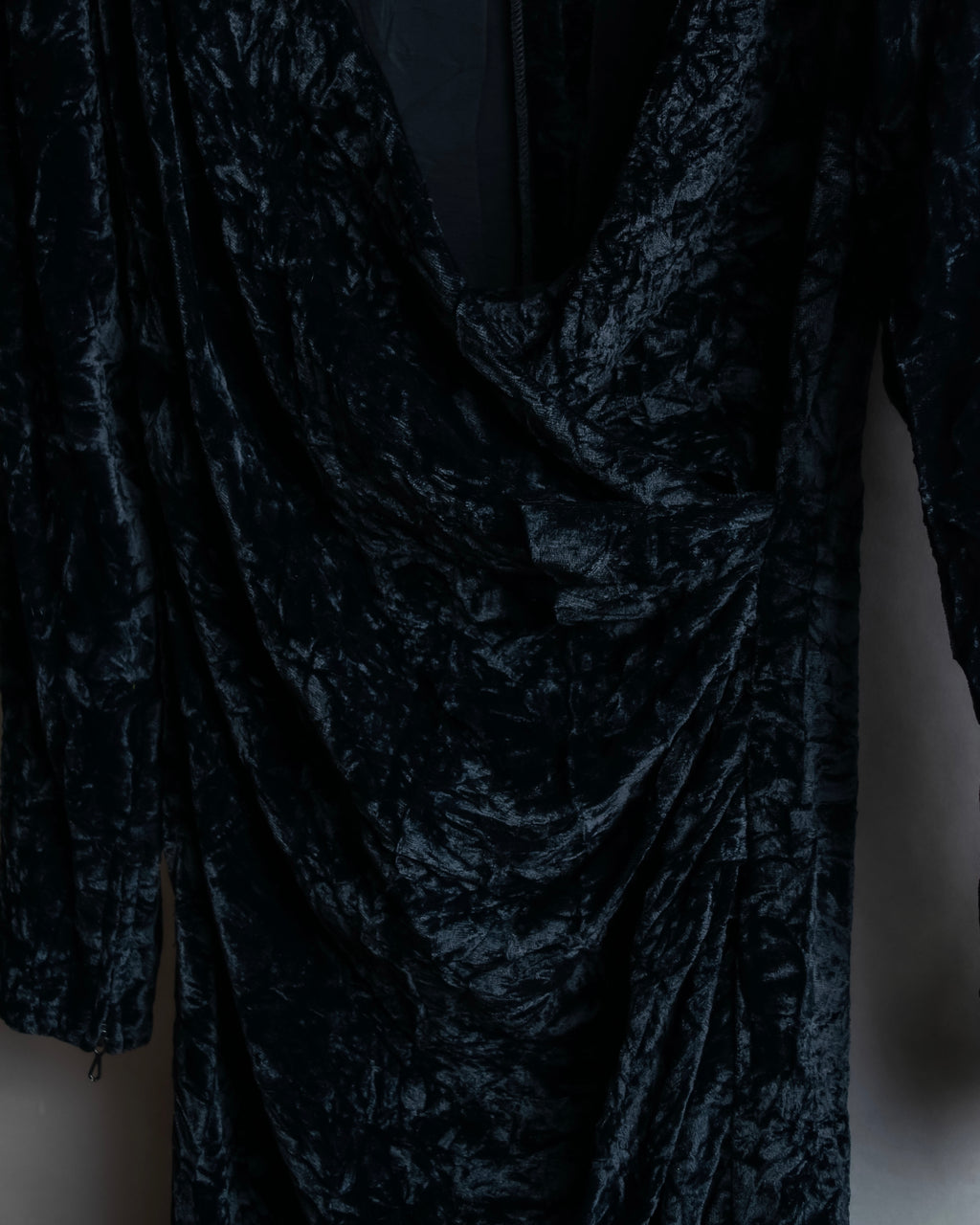 "Yves Saint Laurent Rive Gauche"
Draped neckline crushed velour dress