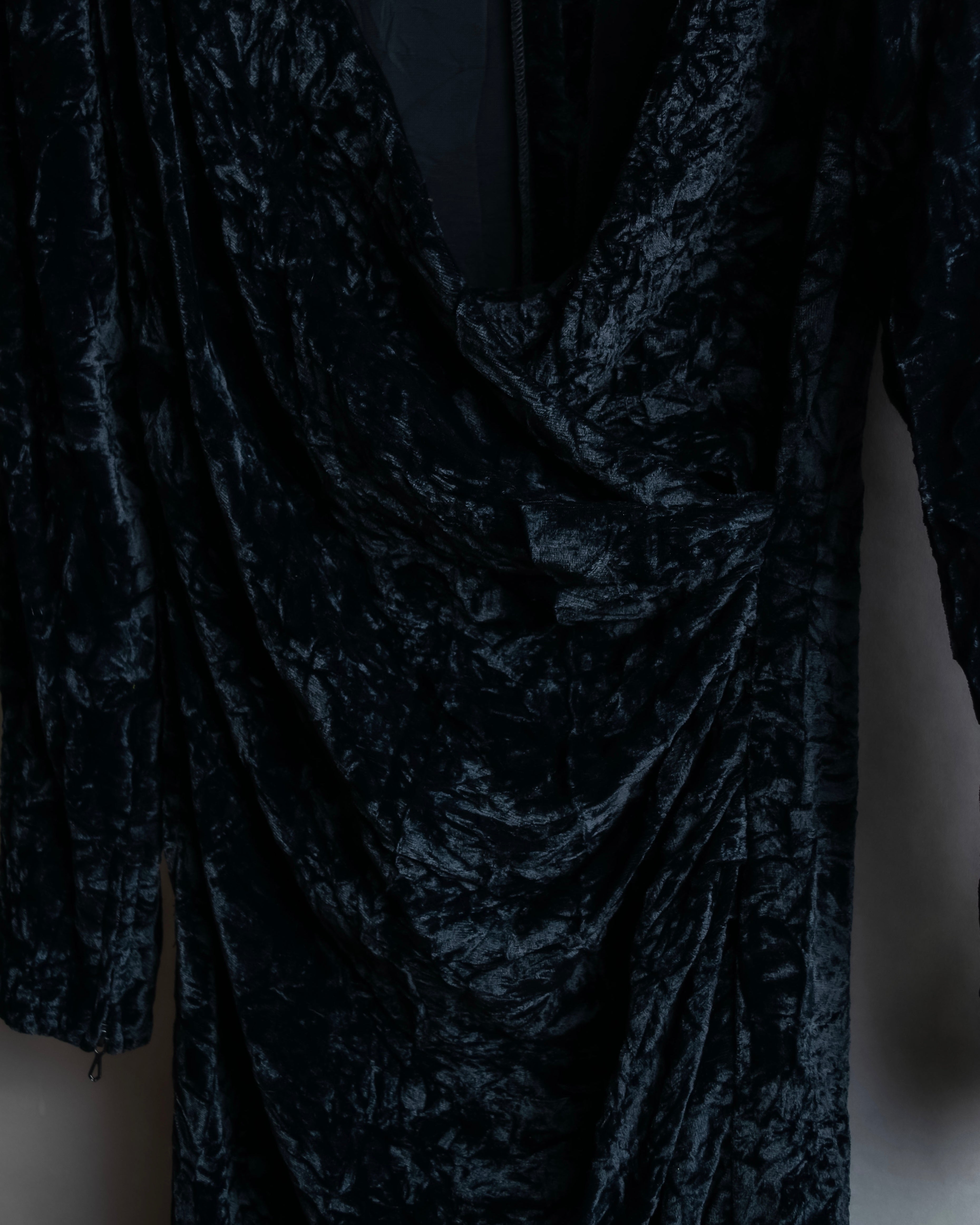 "Yves Saint Laurent Rive Gauche"
Draped neckline crushed velour dress