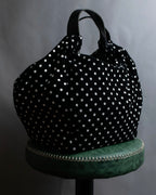 "tricot COMME des GARCONS" Polka dot velour large handbag