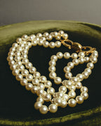 "Salvatore Ferragamo" 80's-90's Gancini three-strand pearl-style necklace