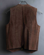 "CELINE" Horse tack motif metal fittings design suede vest