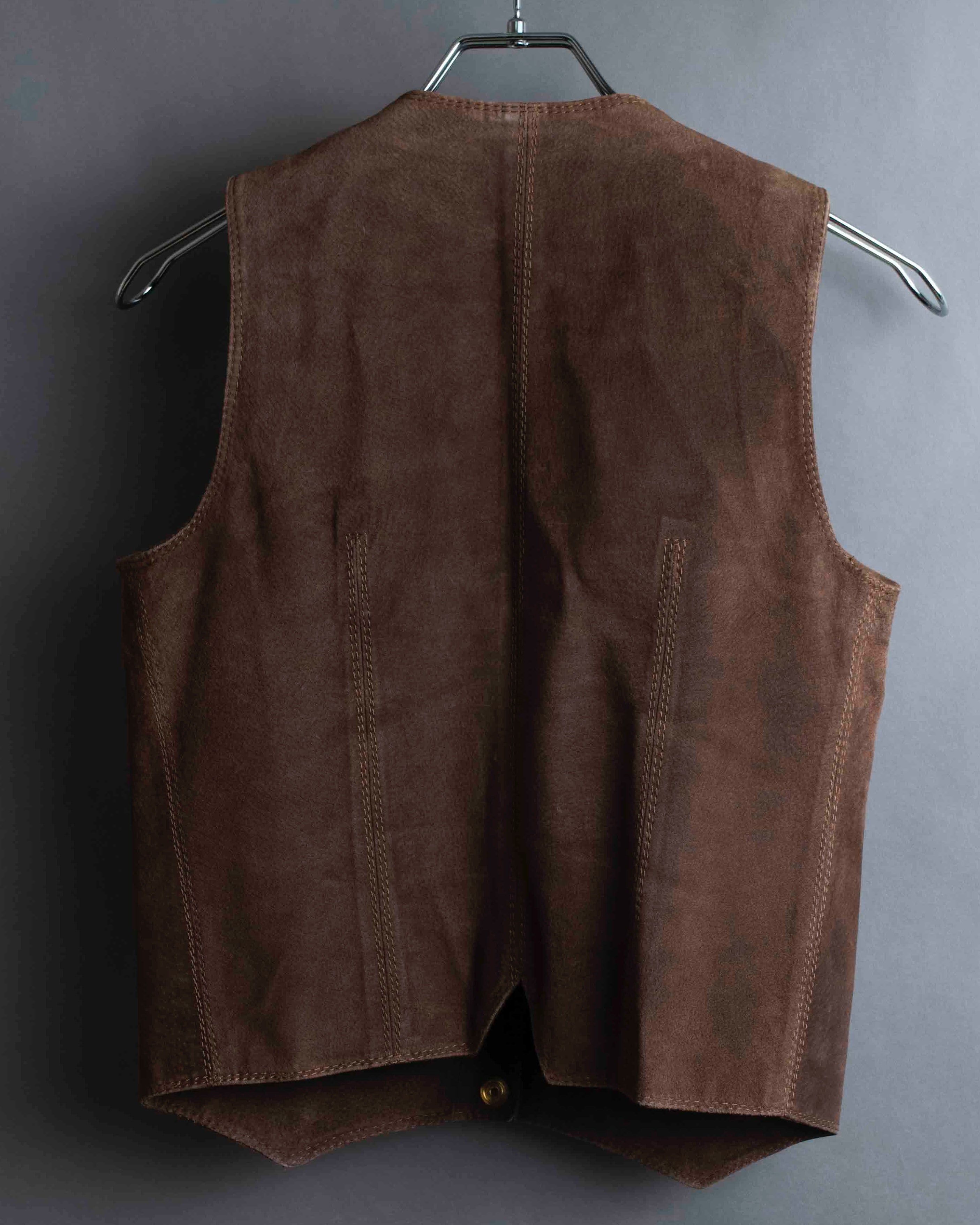 "CELINE" Horse tack motif metal fittings design suede vest