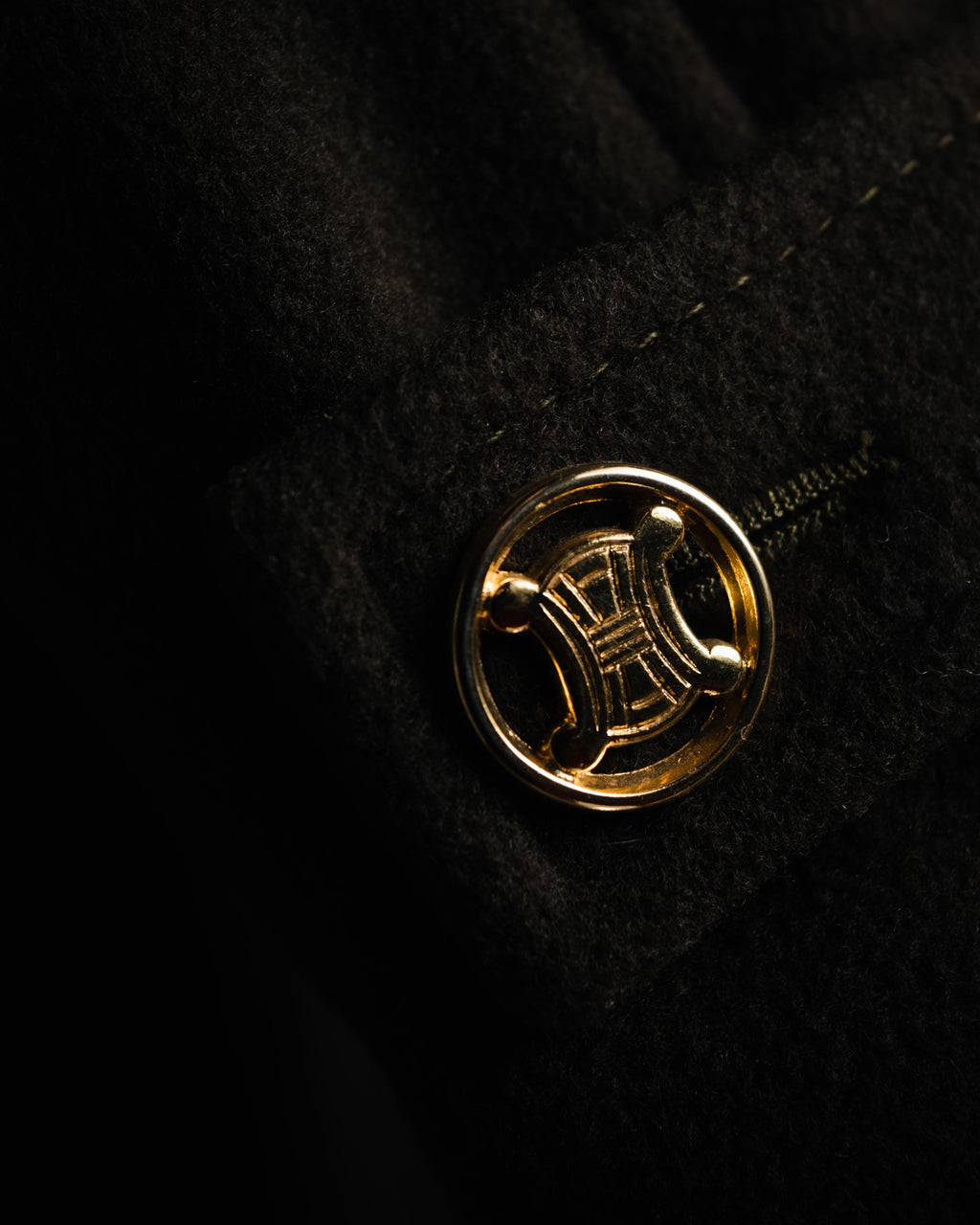 –SPECIAL– "CELINE" 80’s-90’s Triomphe button double breasted long coat