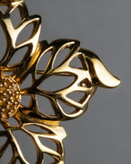 "Christian Dior" Floral motif gold brooch
