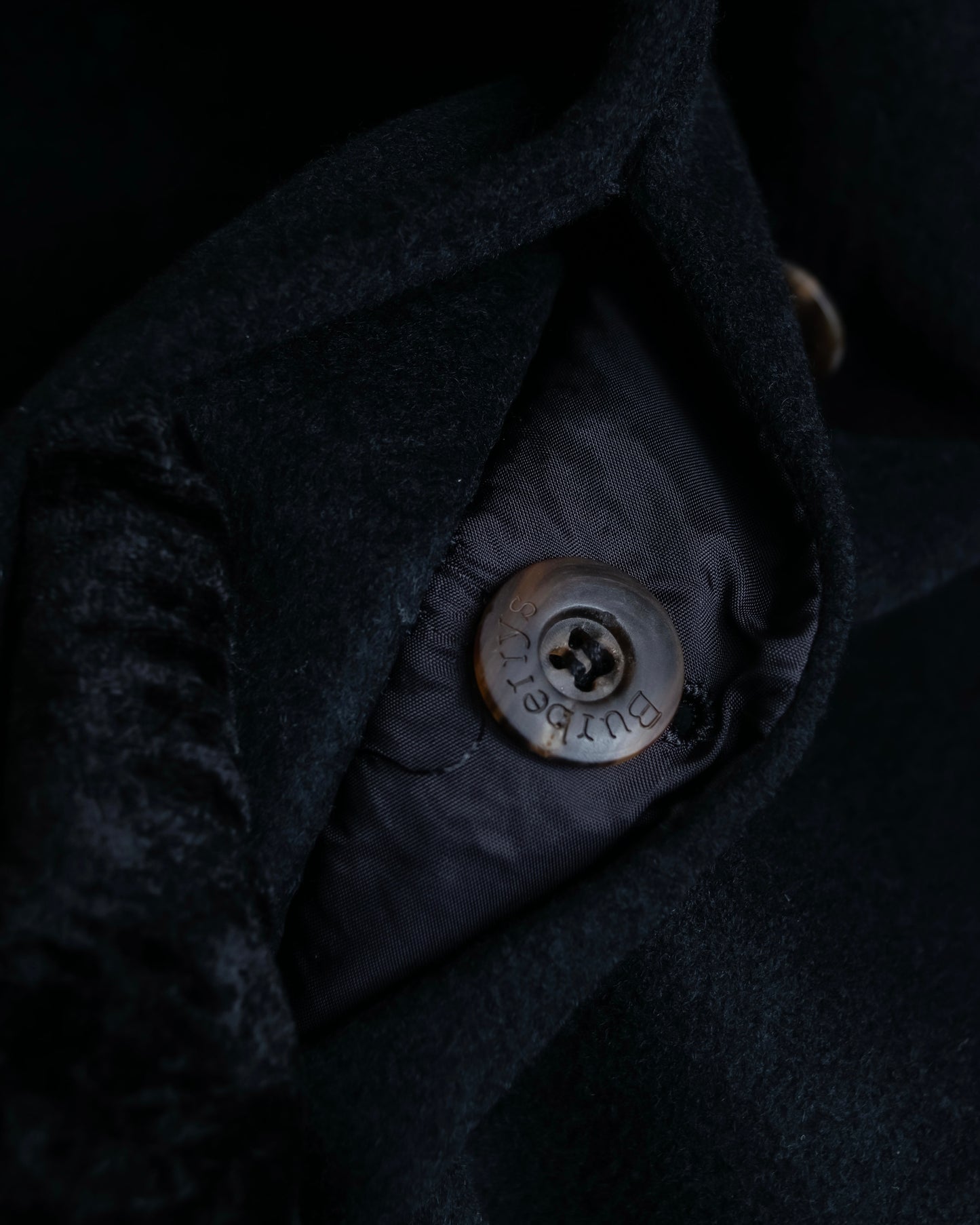 "BURBERRYS" Fly front cashmere blend soutien collar long coat