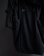 "TORUICHOU" Muffler-style collar military detail coat