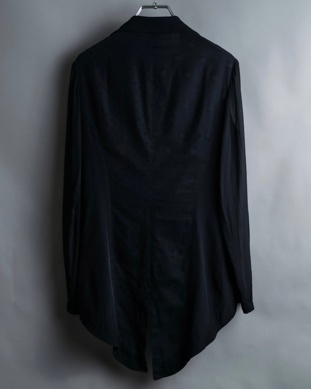 “Y’s COMPOSITION: SEE ATTACHED LABEL” Layered design multi buttons tail coat