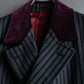 "GUCCI" Velour upper collar design thick stripe pattern chester coat