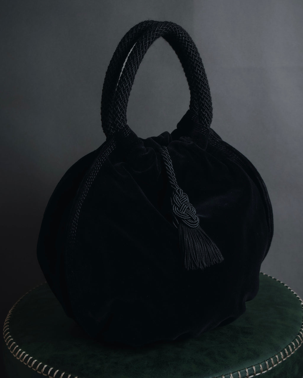 "LOEWE" Late 80s-Early 90s velvet knot tassel handbag