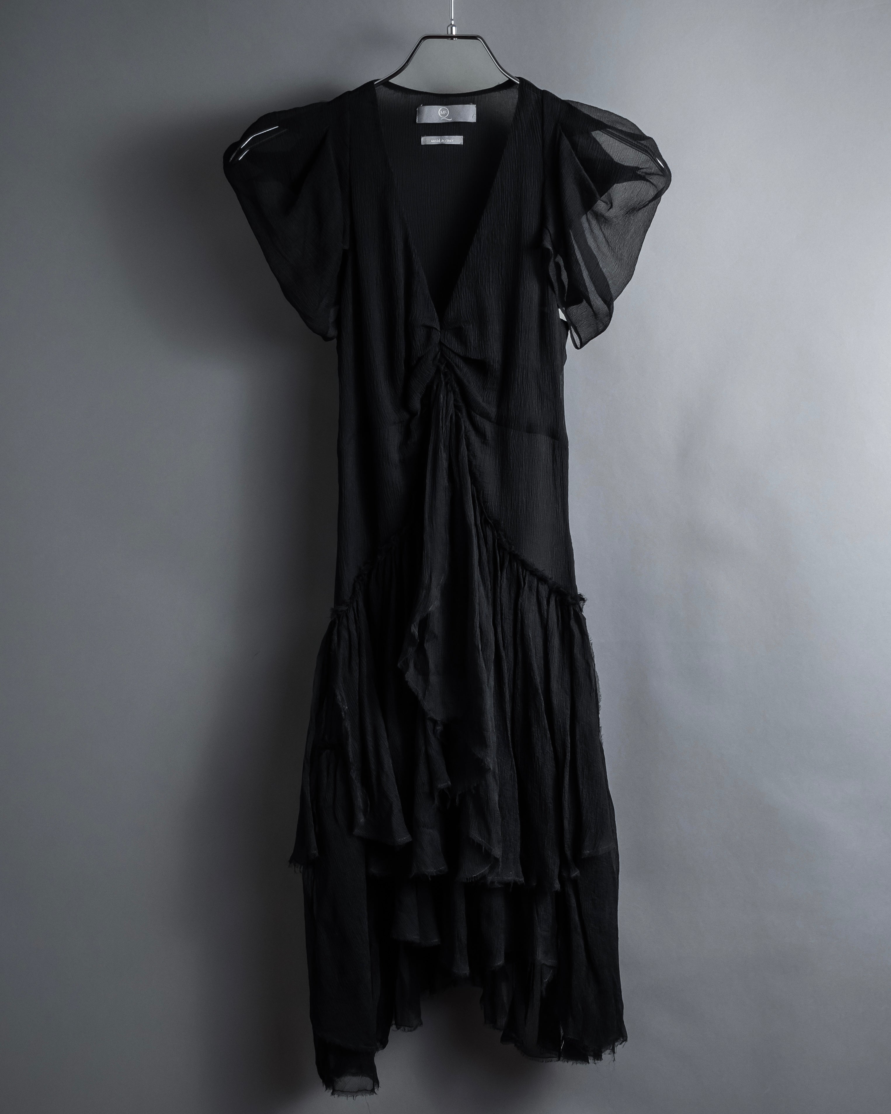 "MCQ Alexander McQueen" 06-10's Puffed sleeve gathered georgette long dress