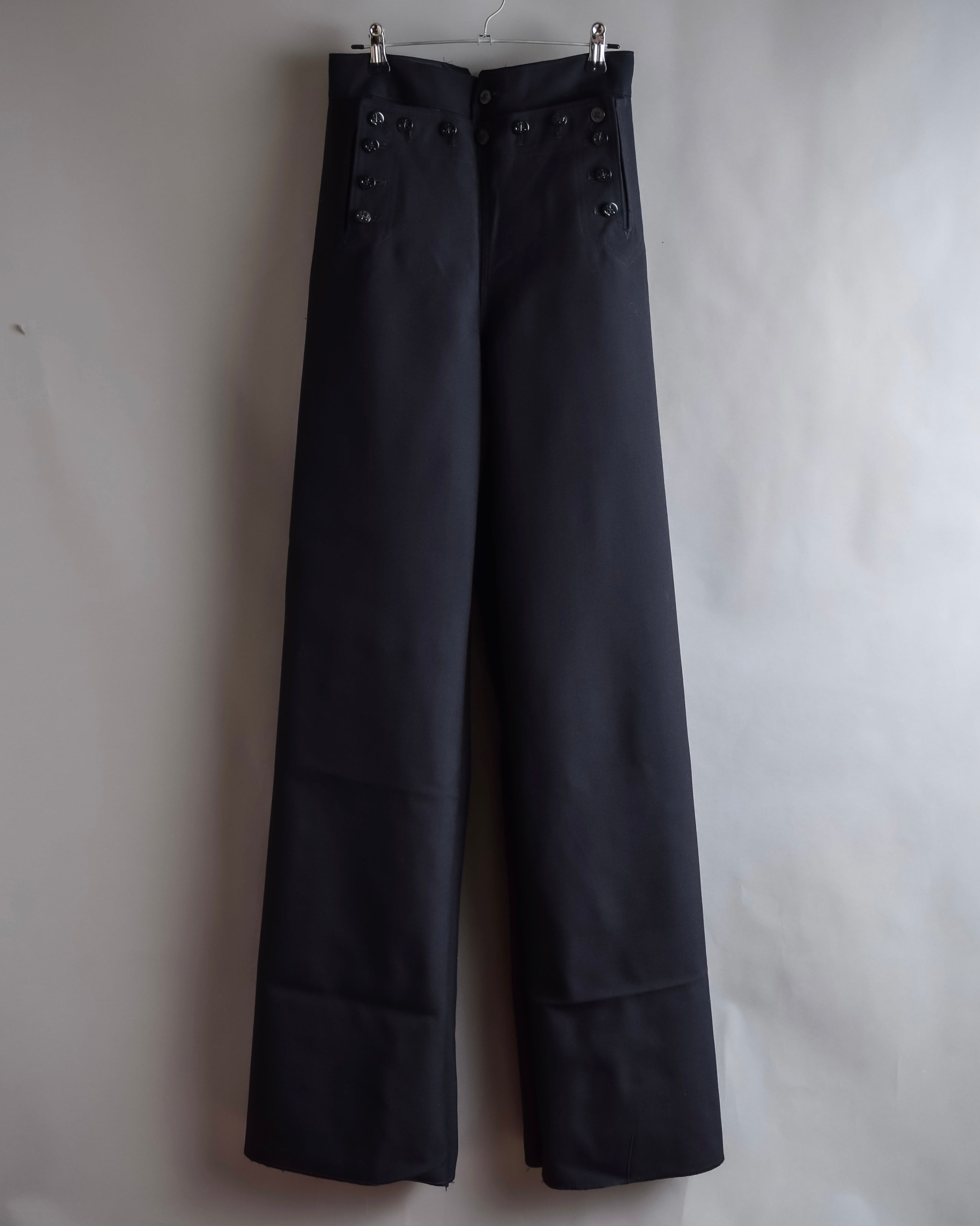 "US navy inspired lace back wide sailor pants"