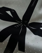 "CHANEL" Logo engraved ribbon motif design large scarf